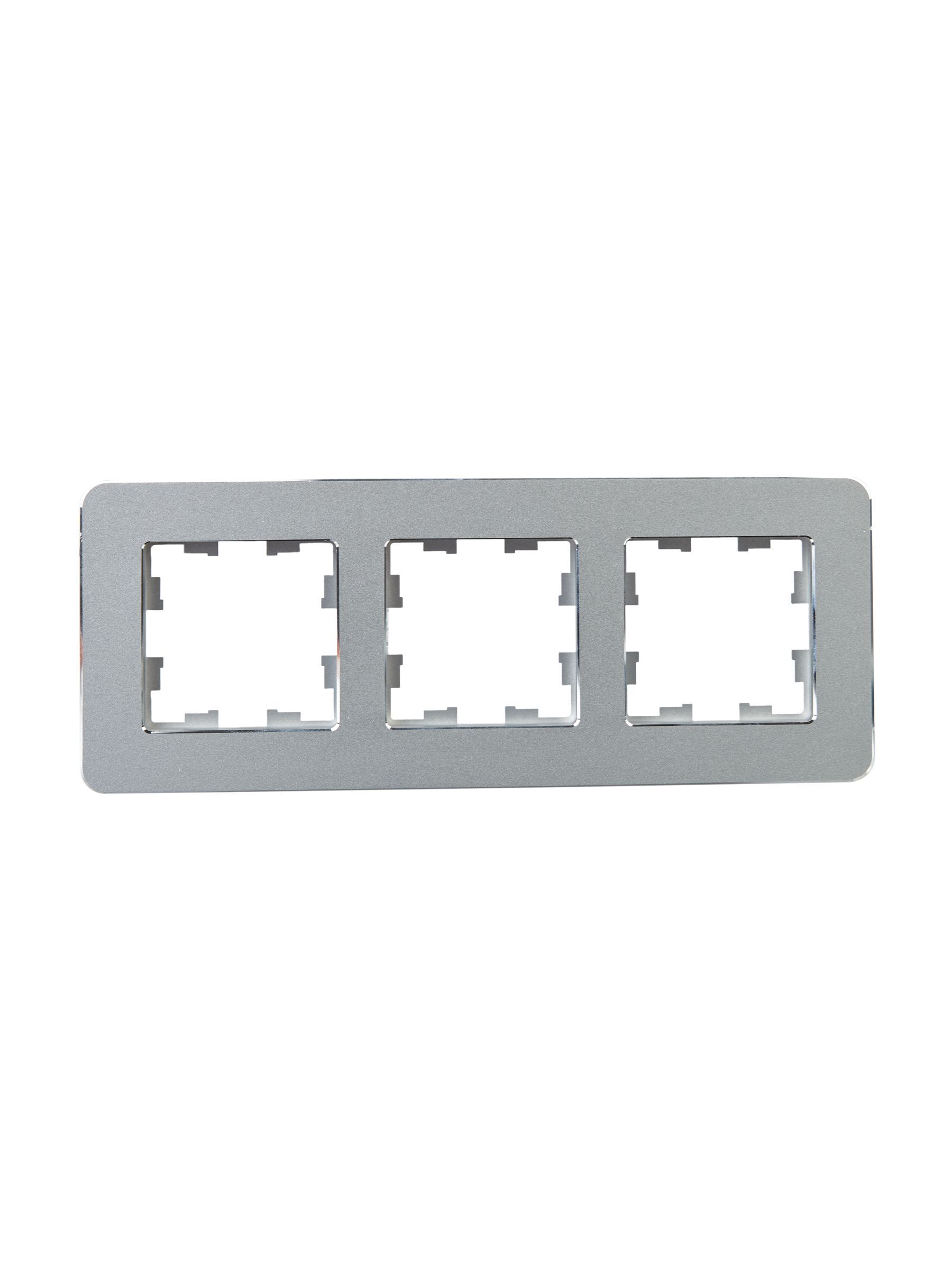 BRITE Рамка 3-местная РУ-3-1-Бр металл алюминий RE IEK - Фото 4