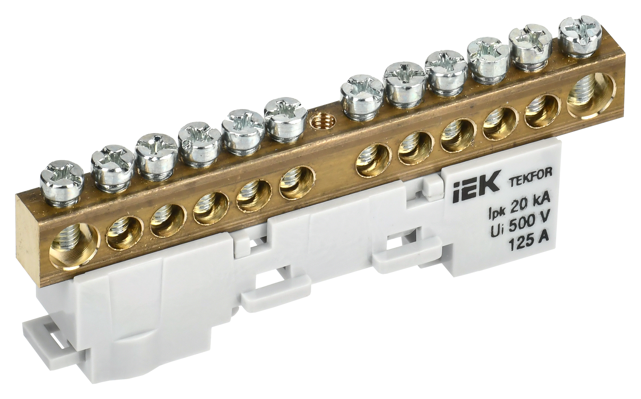 TEKFOR Шина N "ноль" неизолированная на универсальном держателе 8х12-14-С IEK TF-NN20-14-DL-K07