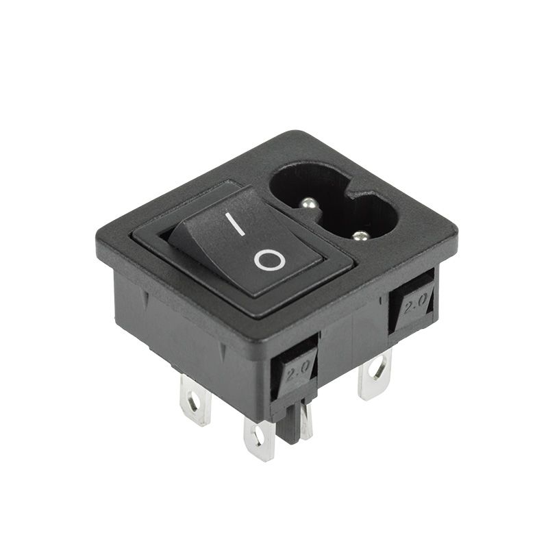 Выключатель клавишный 250 V 6 А (4с) ON-OFF черный с штекером C8 2PIN  REXANT - Фото 2