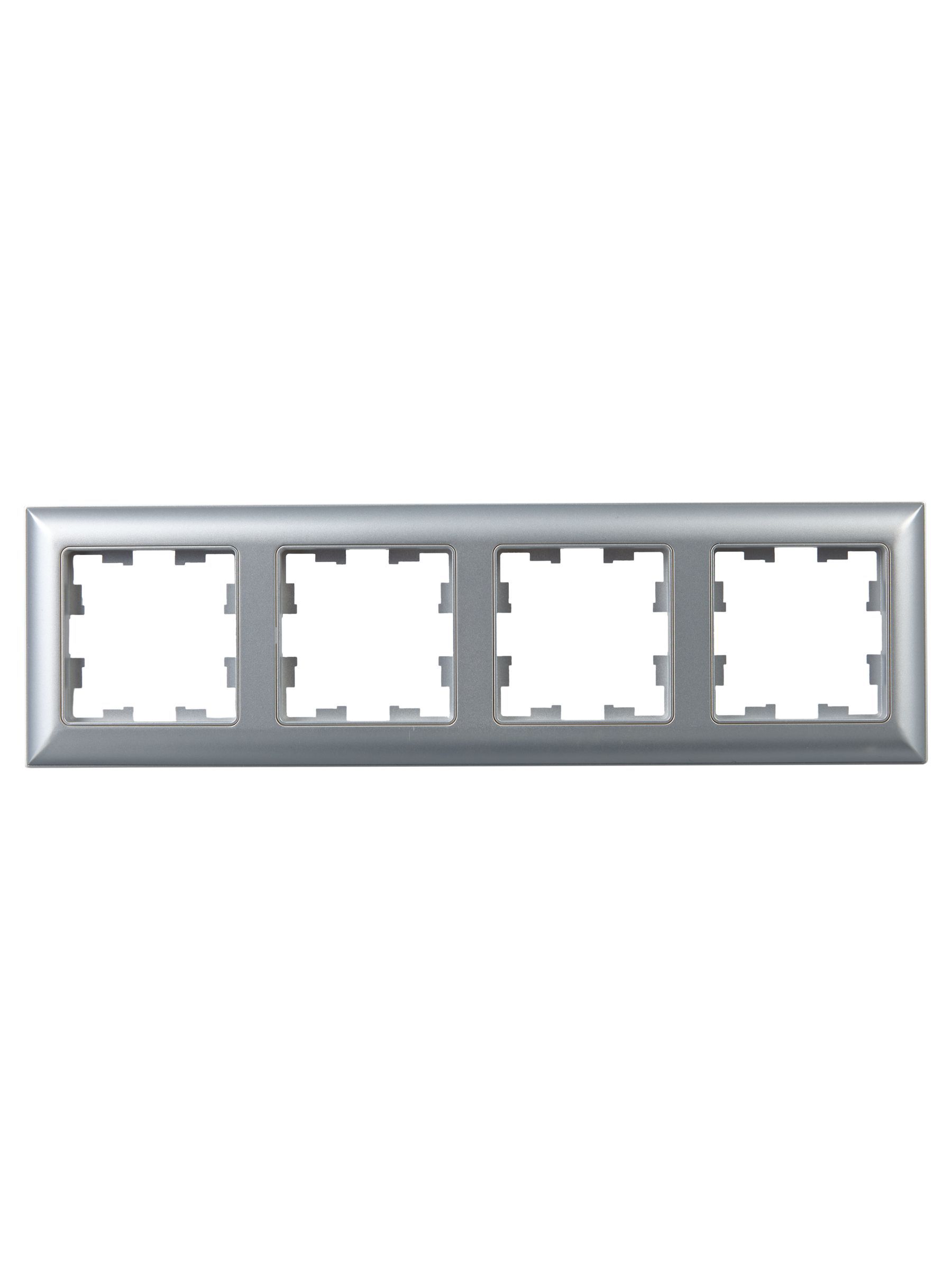 BRITE Рамка 4-местная РУ-4-Бр алюминий/алюминий IEK - Фото 3