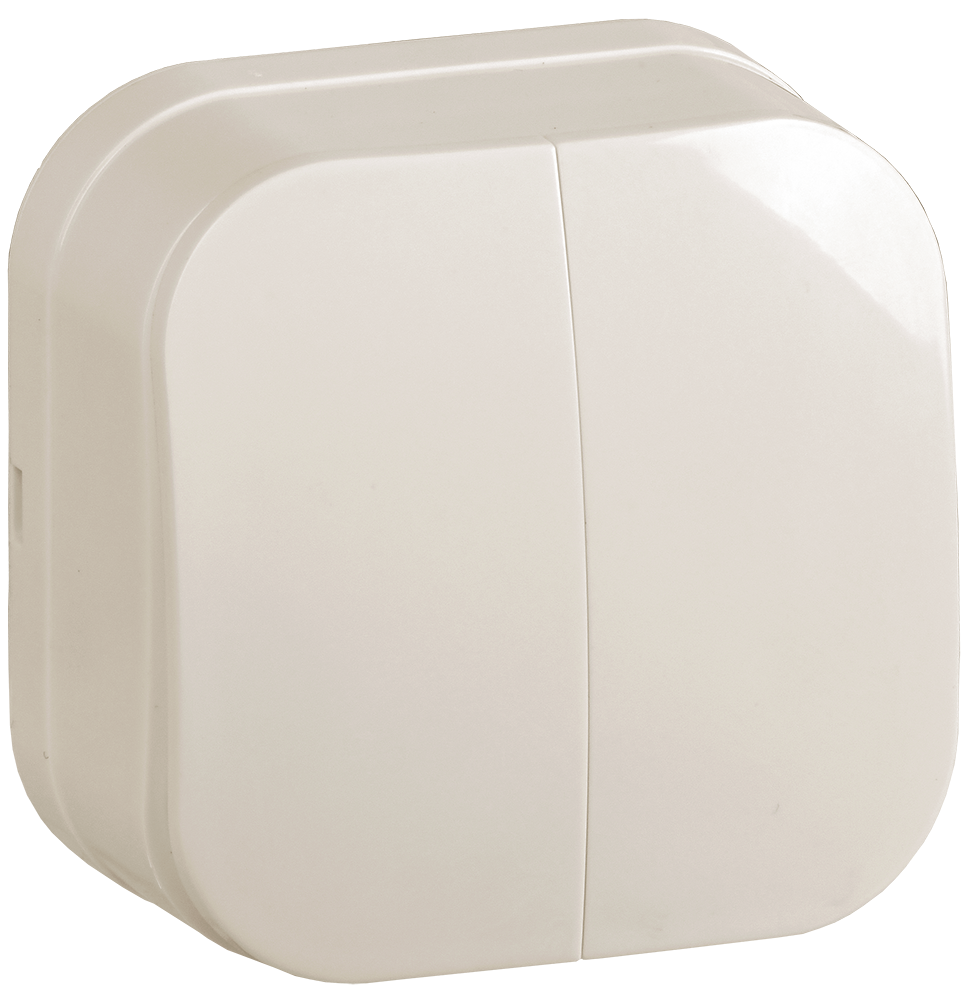 GLORY Выключатель 2-клавишный для открытой установки 10А ВС20-2-0-ХК кремовый IEK EVH20-K33-10