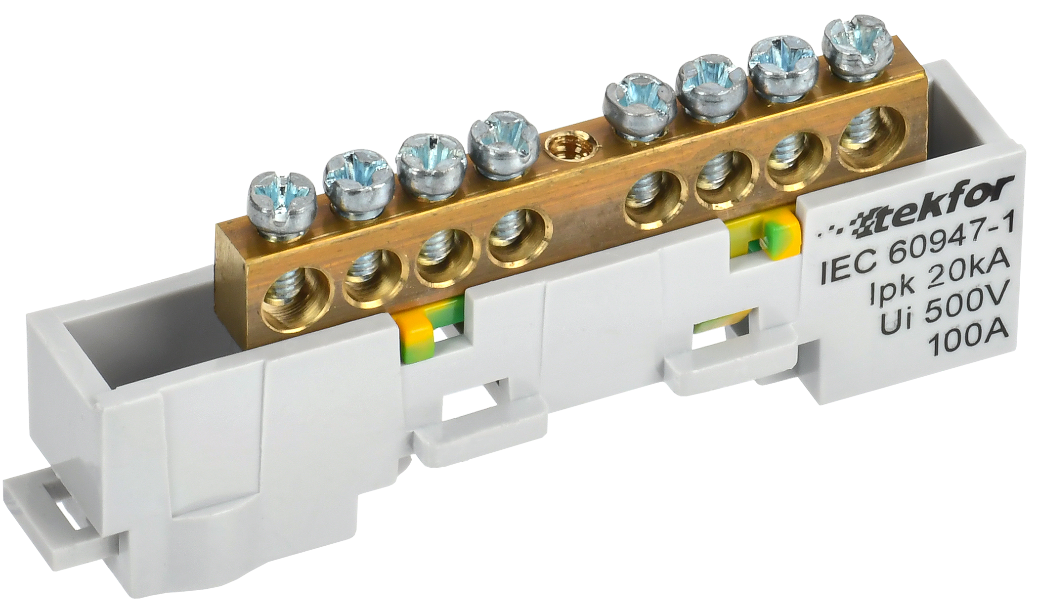 TEKFOR Шина PE "земля" неизолированная на универсальном держателе 6х9-8-Ж IEK TF-NN10-08-DL-K05