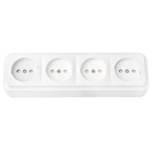 Розетка штепсельная четырехместная со шторками открытой установки РА16-277 205BY