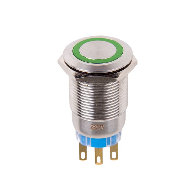 Кнопка  антивандальная Ø19 12В Б/Фикс (5с) (ON)-OFF/(OFF)-ON зеленая  REXANT