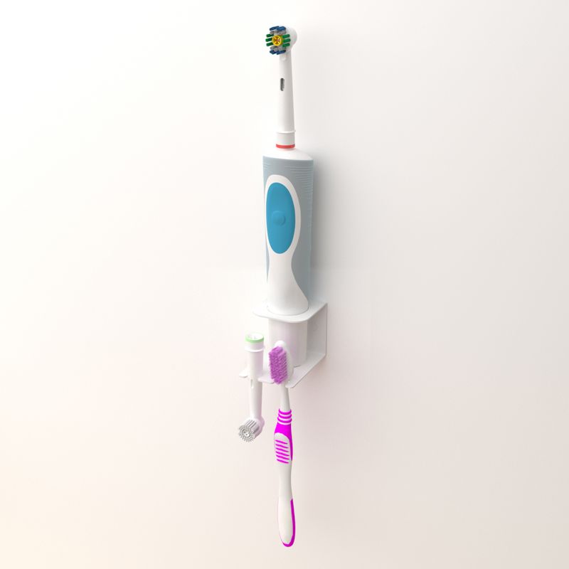 Держатель для хранения электрических зубных щеток и насадок, монтаж без сверления, белый REXANT 38-0716