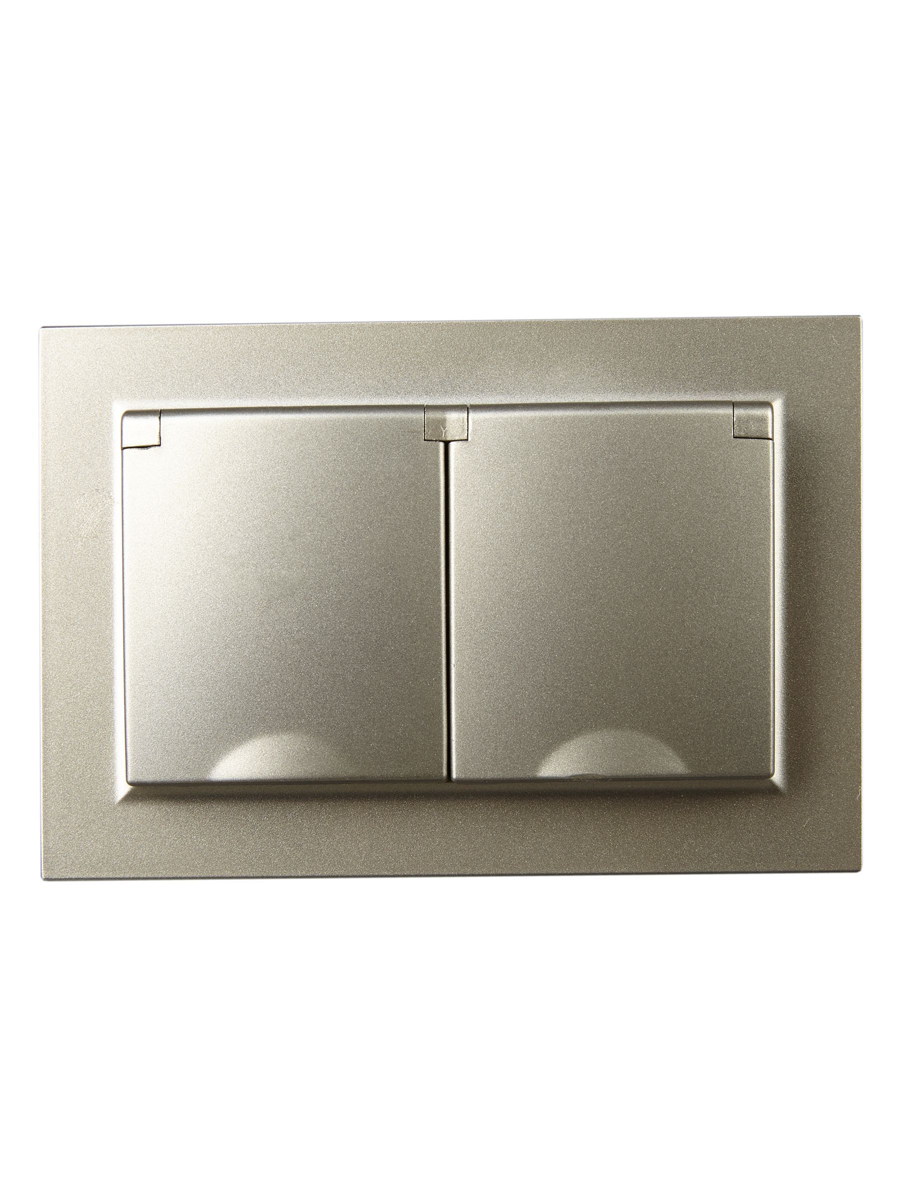 BRITE Розетка 2-местная с заземлением с защитными шторками и крышкой 16А в сборе IP44 РСбш12-3-44-БрШ шампань IEK - Фото 4