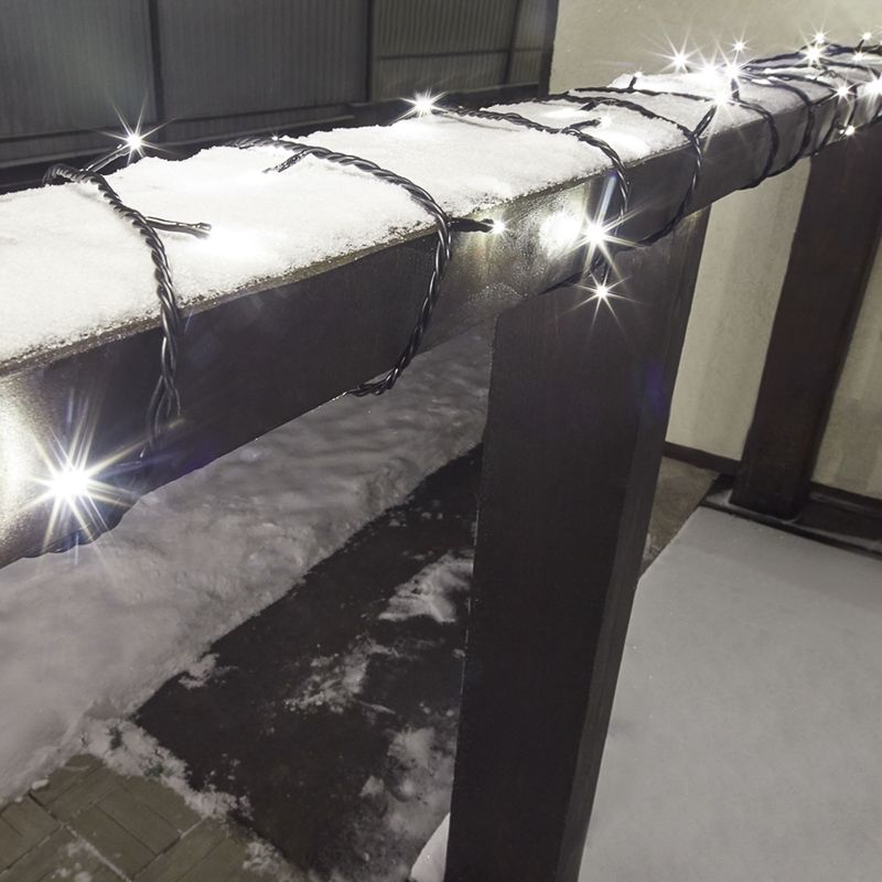 Гирлянда Нить управляемая 20м 200 LED ТЕПЛЫЙ БЕЛЫЙ черный ПВХ IP65 свечение с динамикой 230В нужен контроллер 217-204 NEON-NIGHT - Фото 2