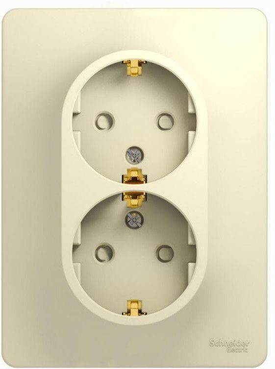 Розетка 2-м СП Glossa 16А IP20 с заземл. защ. шторки в сборе беж. SE GSL000226