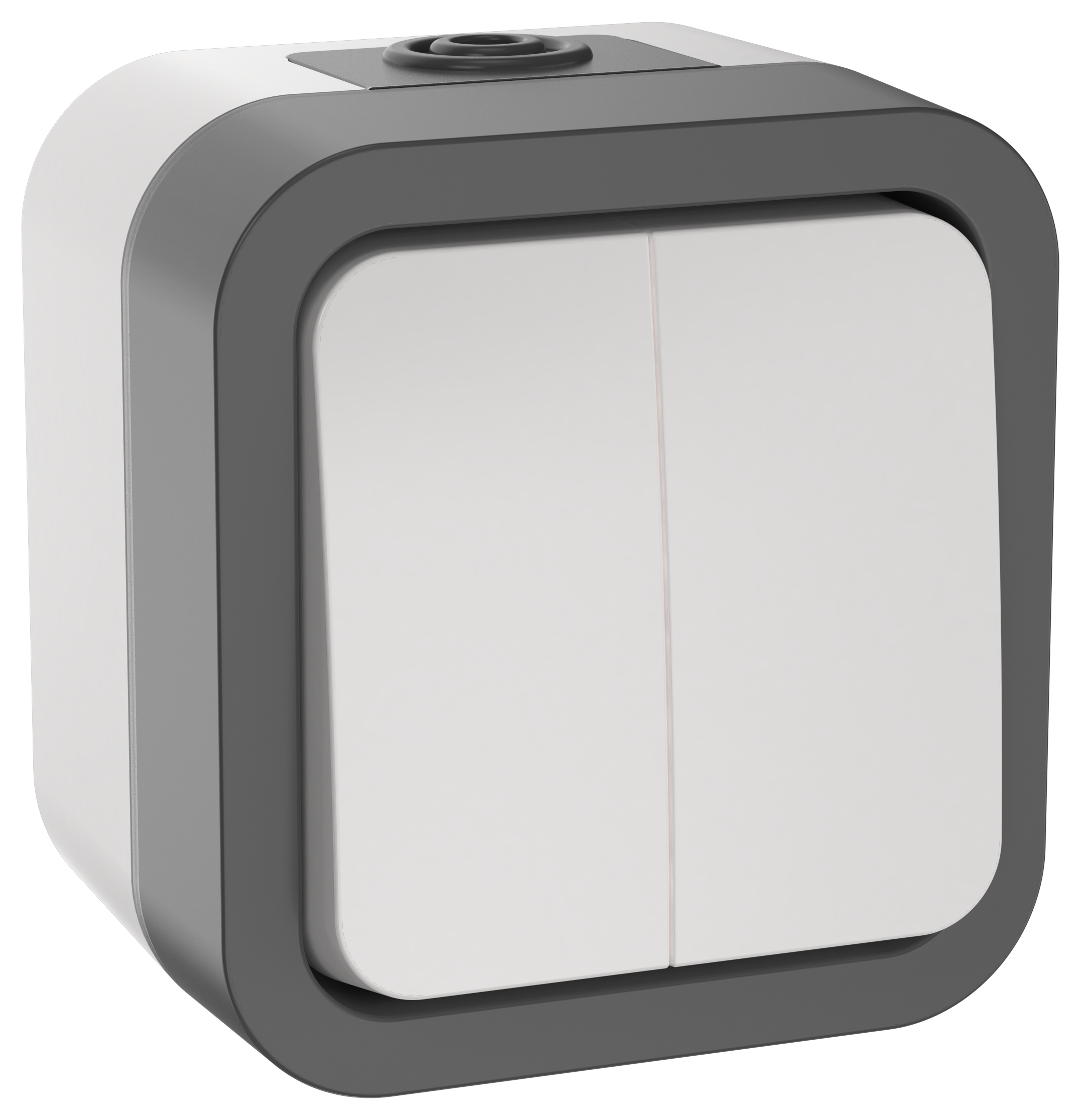 TORS Выключатель двухклавишный 10А IP55 TS205 серо-белый IEK TS-V20-0-10-55-K41