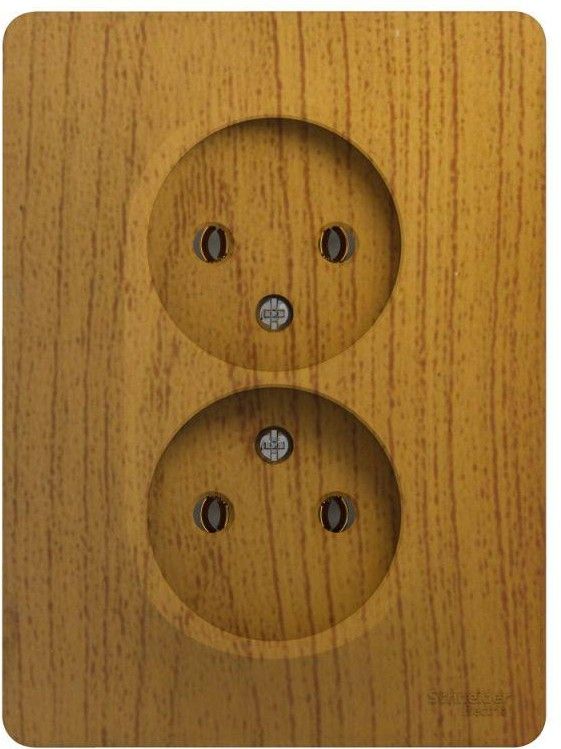 Розетка 2-м СП Glossa 16А IP20 без заземл. в сборе дерево дуб SE GSL000520