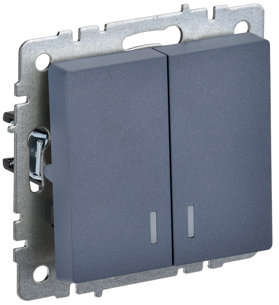 BRITE Выключатель 2-клавишный с индикацией 10А ВС10-2-1-БрМ маренго IEK BR-V20-1-10-K35