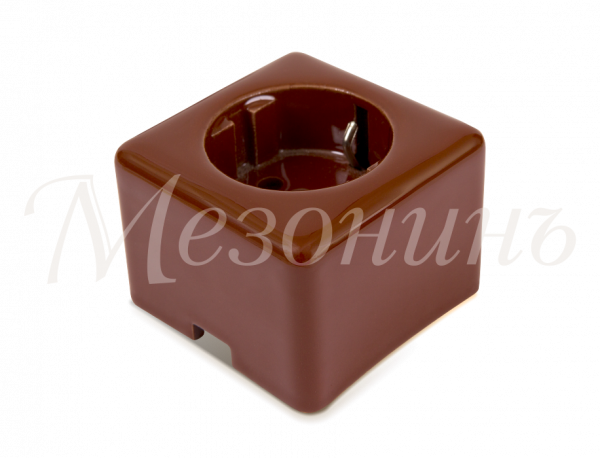 Розетка ретро фарфоровая, двухполюсная, с заземляющим контактом, коллекция "QUADRA"  , цвет - коричн