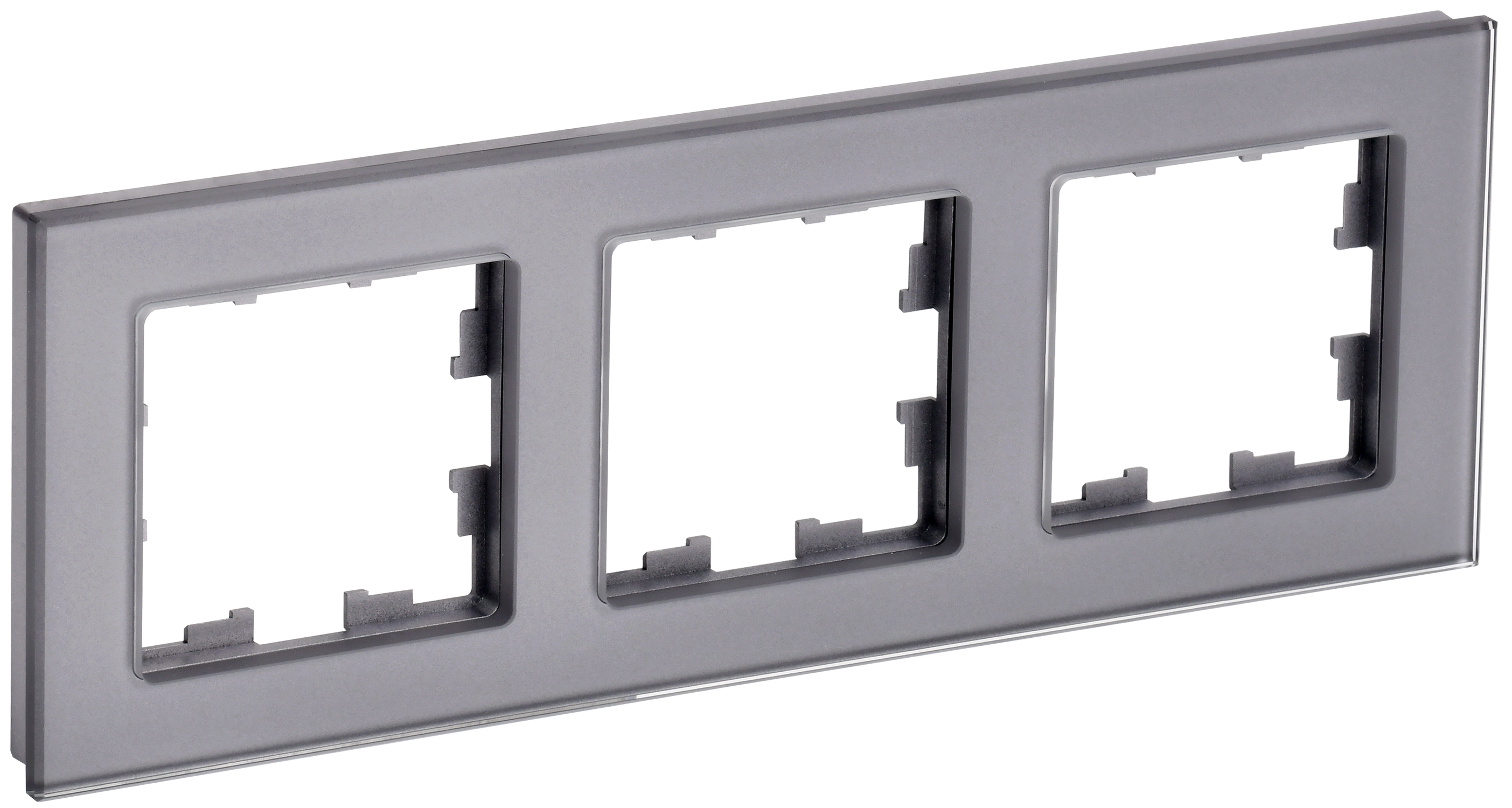 BRITE Рамка 3 -местная РУ-3-2-БрСе стекло серый IEK