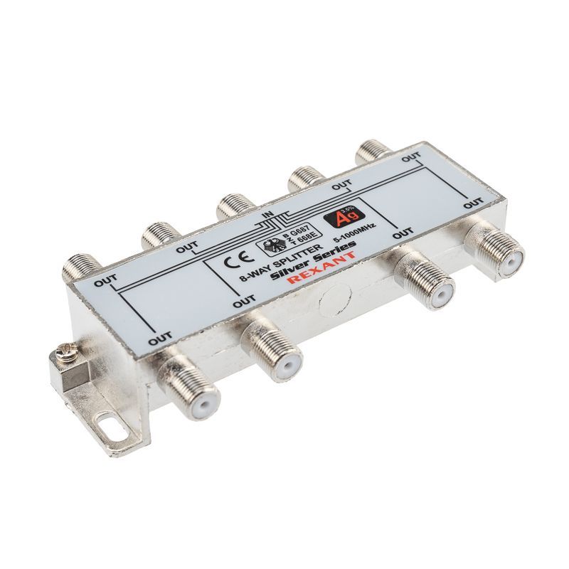 Делитель ТВх8 под F-разъем, 5-1000МГц, Silver (9 F-разъемов в комплекте) REXANT 05-6105