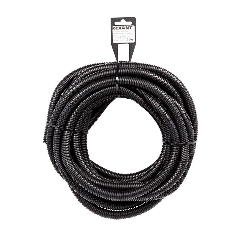 Труба автомобильная гофрированная ПП, Ø12,7мм, разрезная (бухта 10 м/уп) REXANT 15-1310