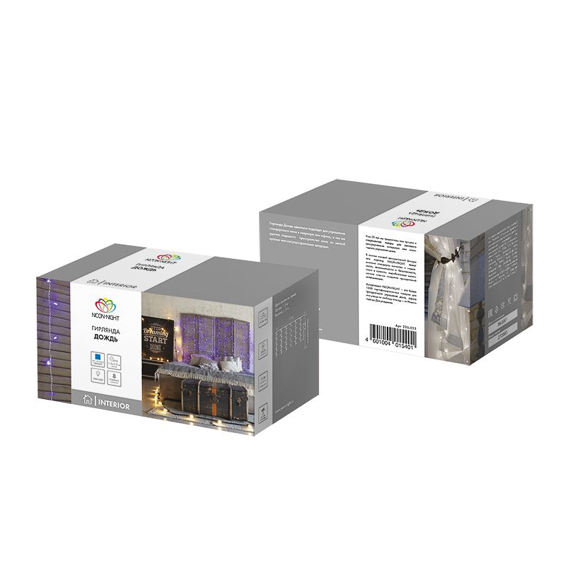 Гирлянда Светодиодный Дождь 1,5х1,5м, свечение с динамикой, прозрачный провод, 230 В, диоды СИНИЕ - Фото 4