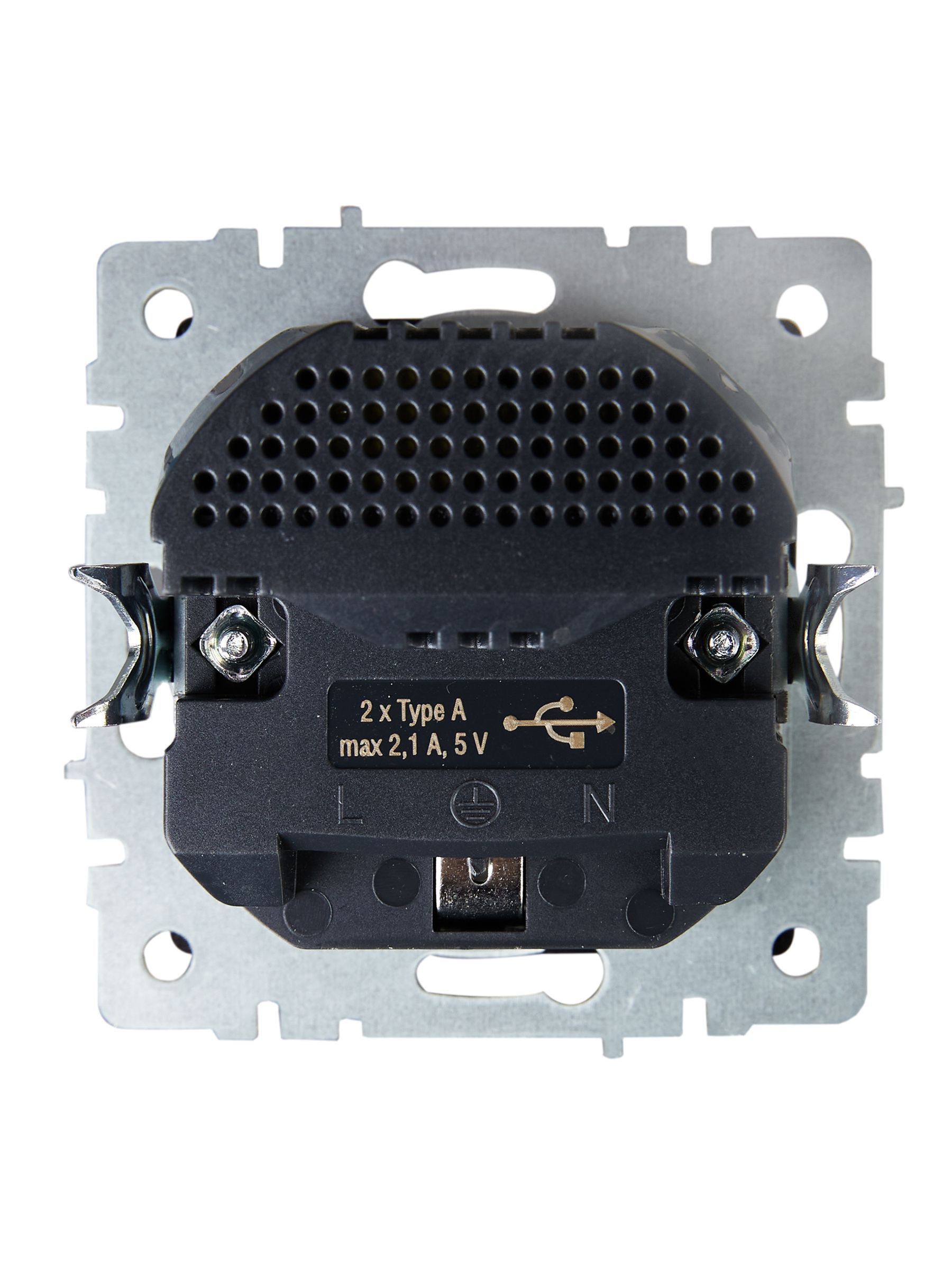 BRITE Розетка 1-местная с заземлением с защитными шторками 16А с USB A+A 5В 2,1А РЮш10-1-БрМ маренго IEK - Фото 4