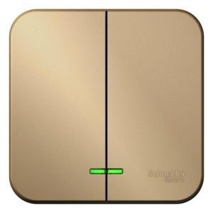 Выключатель 2-кл. ОП Blanca 10А IP20 (сх. 5) 250В с подсветкой с изолир. пластиной титан SE BLNVA105114 1210584