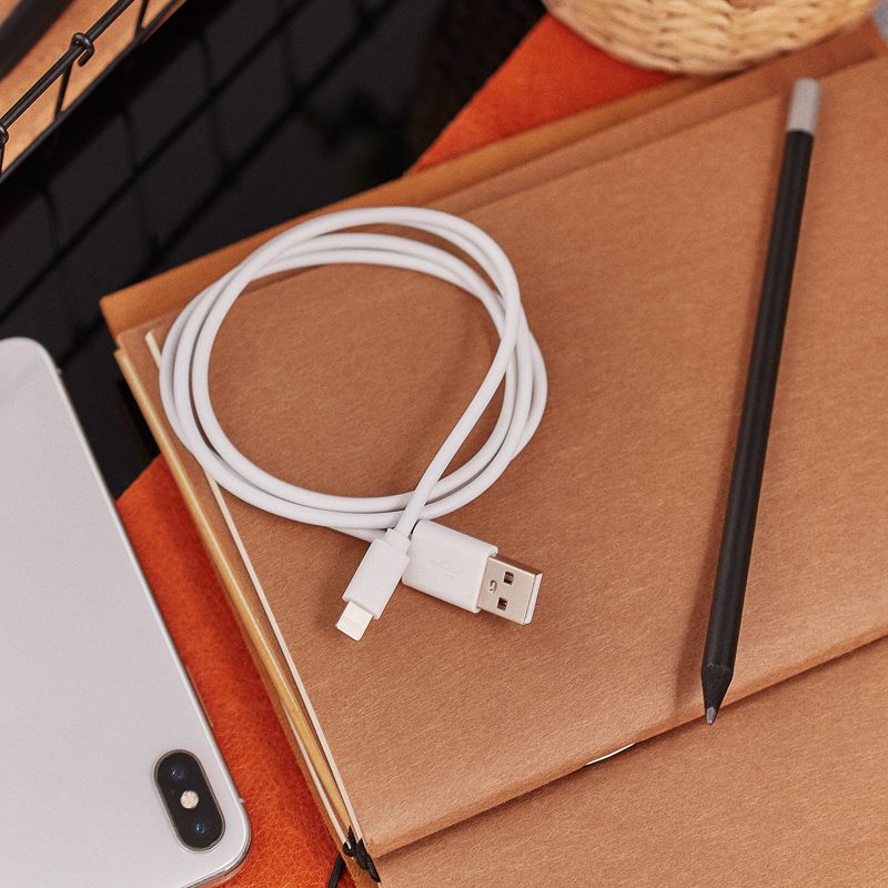 Кабель USB-A – Lightning для Apple, 2,4А, 1м, ПВХ, белый, REXANT - Фото 2