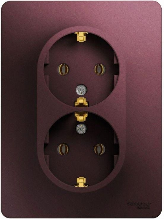 Розетка 2-м СП Glossa 16А IP20 250В с заземл. в сборе баклажан. SE GSL001124