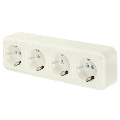 Розетка штепсельная четырехместная с заземляющим контактом открытой установки РА16-266 - Фото 3