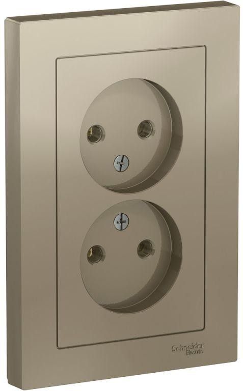 Розетка 2-м СП AtlasDesign 16А IP20 без заземл. в сборе шампань SE ATN000520