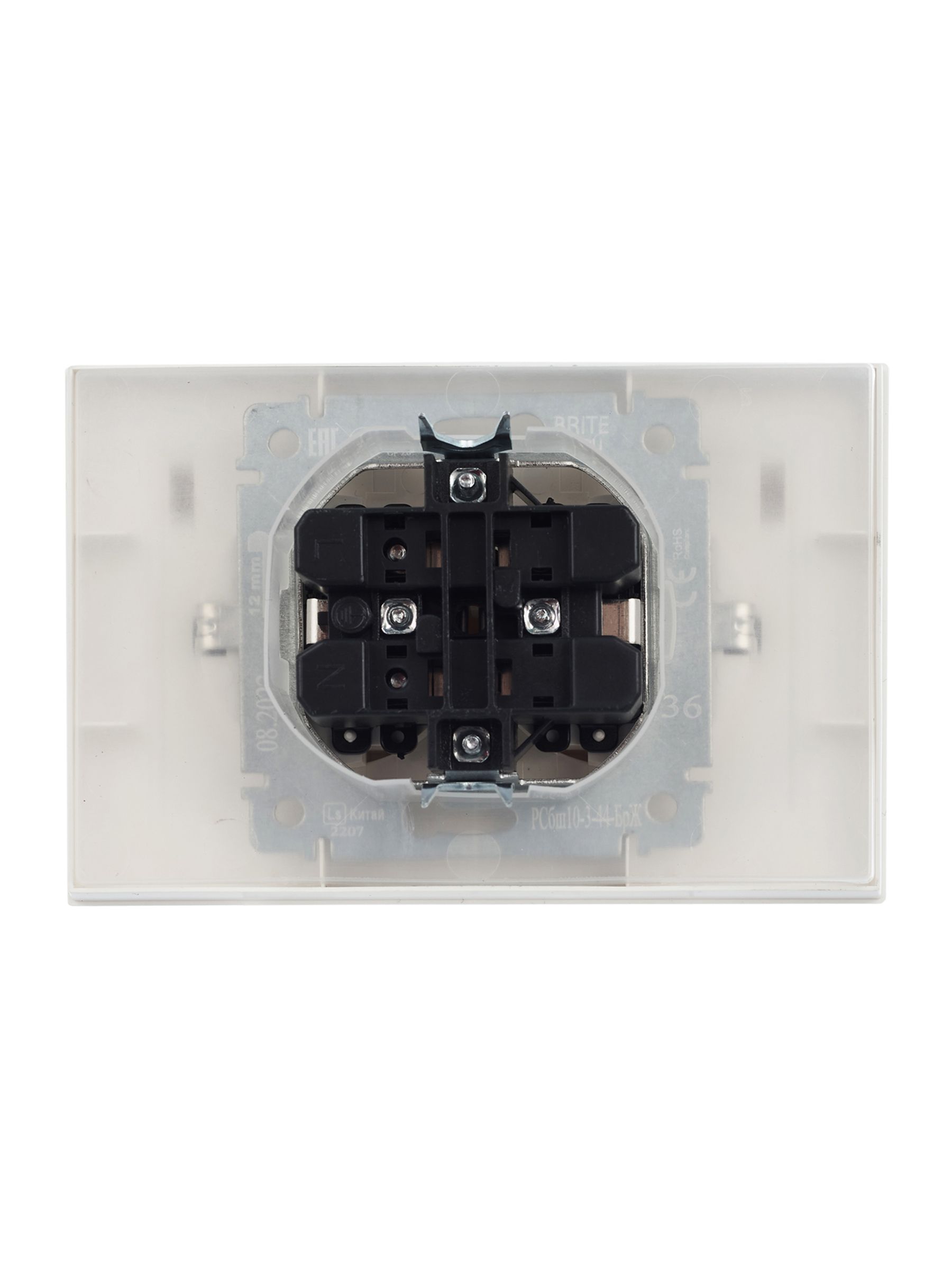 BRITE Розетка 2-местная с заземлением с защитными шторками и крышкой 16А в сборе IP44 РСбш12-3-44-БрЖ жемчуг IEK - Фото 3