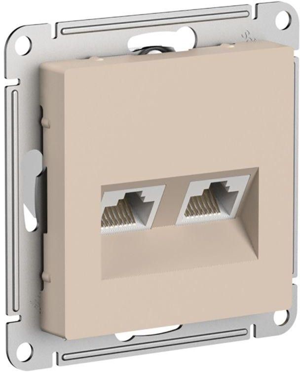 Розетка компьютерная 2-м AtlasDesign RJ45+RJ45 кат.5E механизм песочн. SE ATN001285