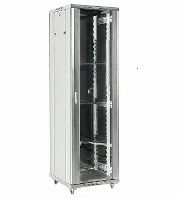 Напольный шкаф 19" 22U 600×600×1164 (ШxГxВ), дверь стекло, металлическая задняя дверь, боковые съемные стенки, RAL 7035 REXANT 04-2266-211