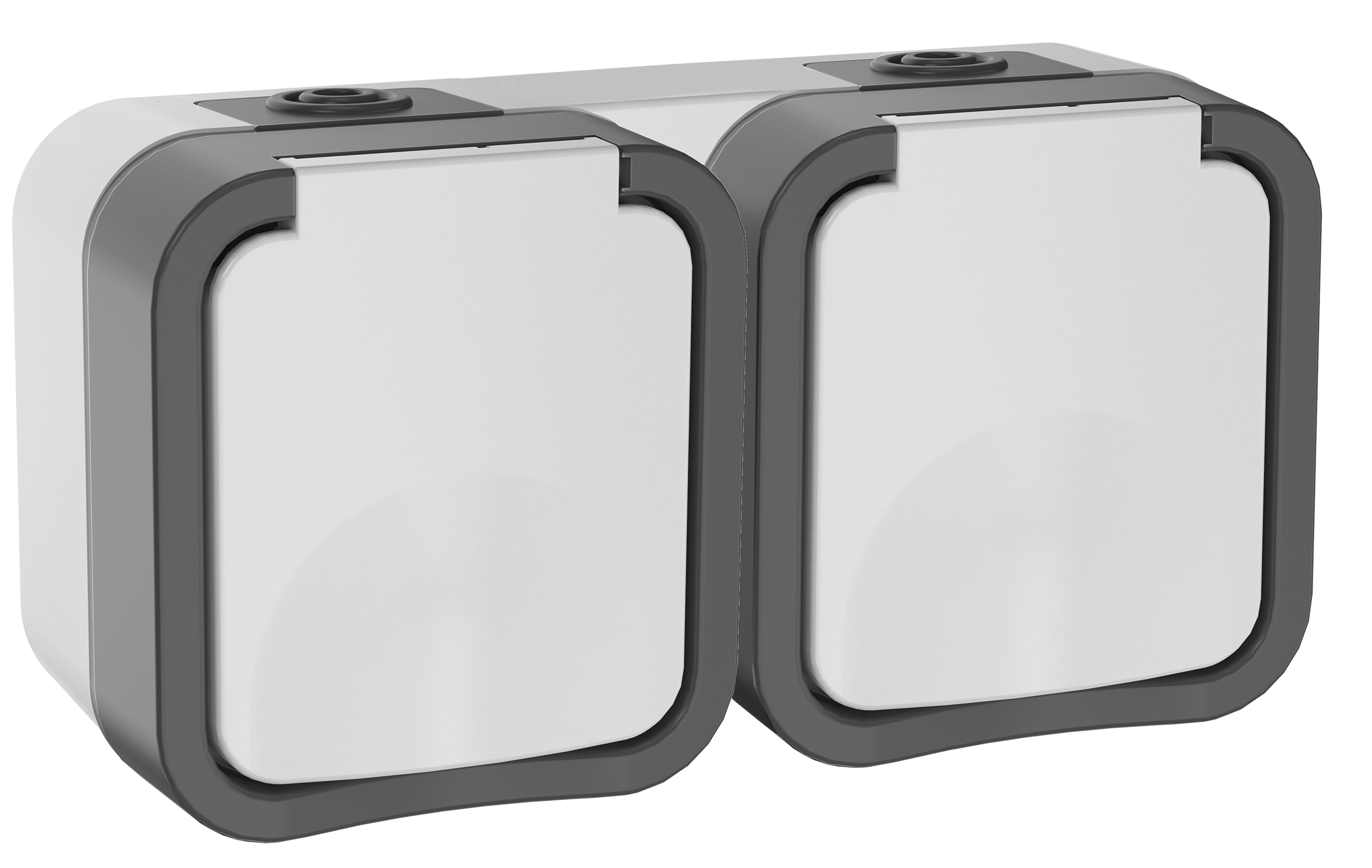 TORS Розетка 2-местная горизонтальная 16А IP55 TS222 серо-белый IEK TS-R26-16-55-G-K41