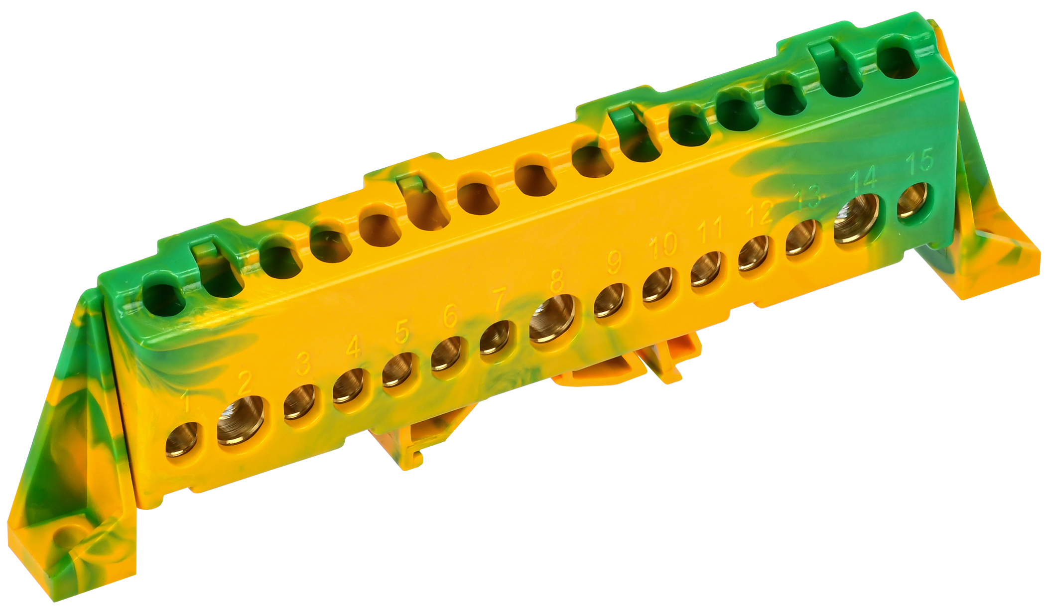 TEKFOR Шина PE "земля" в комбинированном DIN-изоляторе "Стойка" 8х12-15-ЖЗ IEK TF-NN20-15-DP-K52