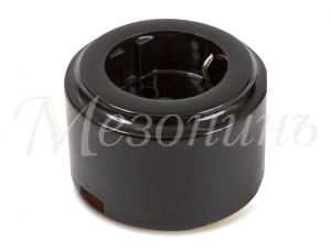 Розетка ретро фарфоровая, двухполюсная, с заземляющим контактом, коллекция "CILINDRO" , цвет - черны GE90301-05