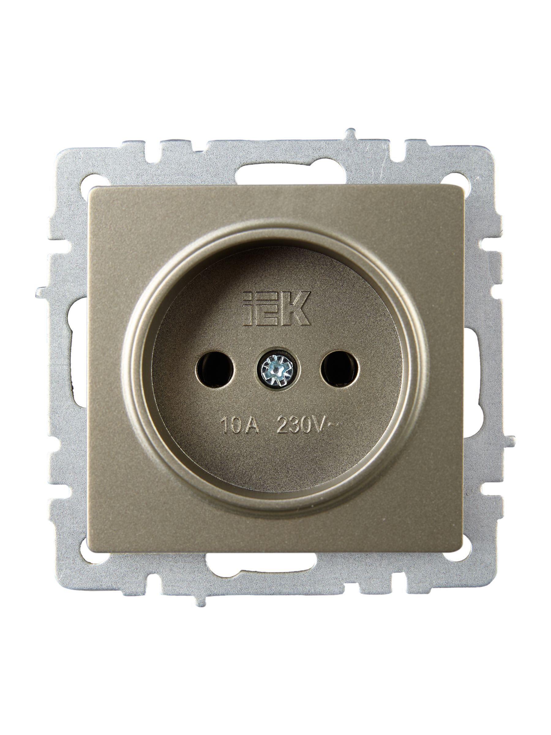 BRITE Розетка 1-местная без заземления без защитных шторок 10А РС10-1-0-БрШ шампань IEK - Фото 3