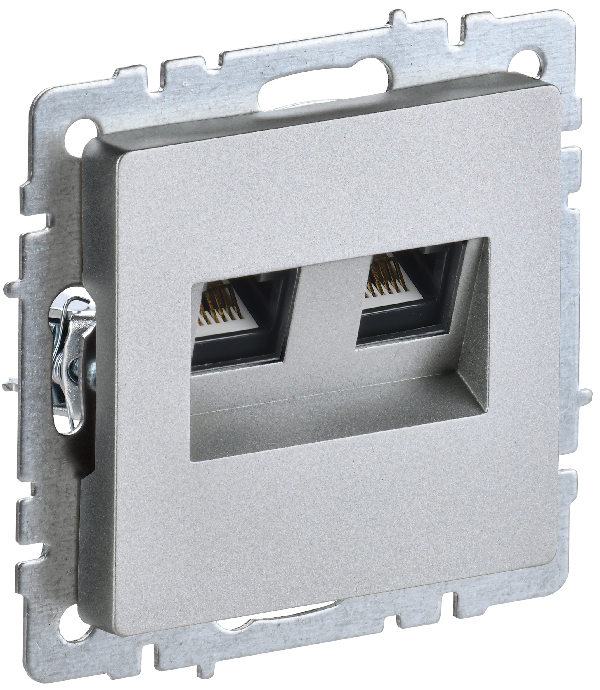 BRITE Розетка компьютерная двойная RJ45 кат.5E РК10-2-БрА алюминий IEK