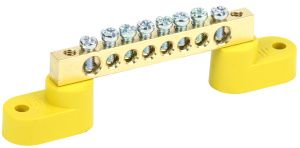 Шина PE "земля" на двух угловых изоляторах ШНИ-6х9-8-У2-Ж IEK YNN10-69-8C2-K05