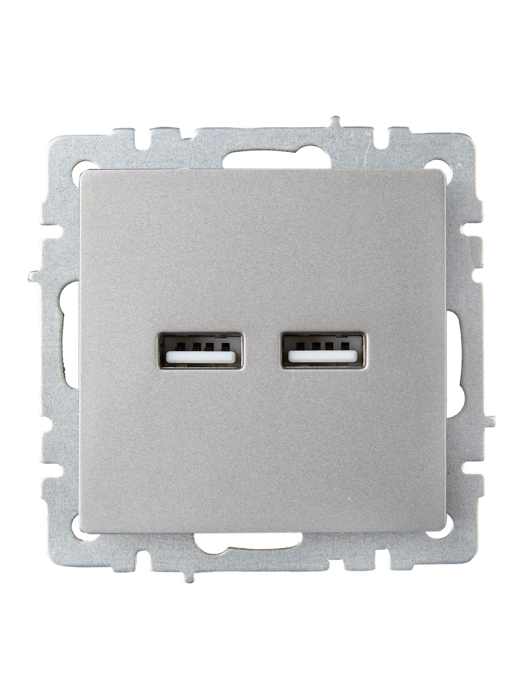 BRITE Розетка USB A+A 5В 3,1А РЮ10-1-БрС сталь IEK - Фото 5