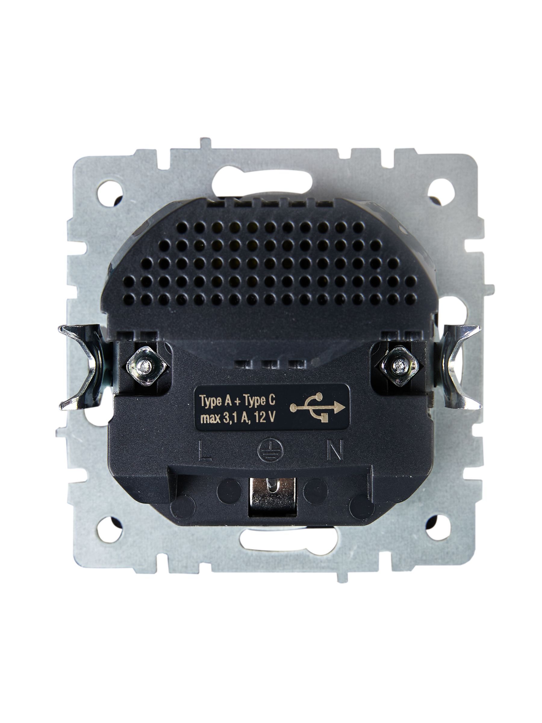 BRITE Розетка 1-местная с заземлением с защитными шторками 16А с USB A+C 18Вт РЮш11-1-БрС сталь IEK - Фото 2