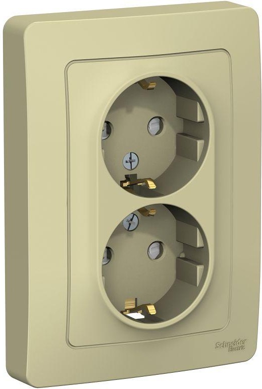 Розетка 2-м СП Blanca 16А IP20 250В с заземл. защ. шторки беж. SE BLNRS001127 - Фото 2