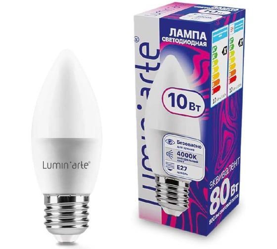 Светодиодная лампа Luminarte LSTD-C37-10W4KE27 10Вт 4000K E27 LSTD-C37-10W4KE27