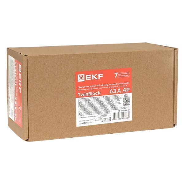 Рубильник 63A 4P реверсивный c рукояткой для прямой установки TwinBlock EKF - Фото 9