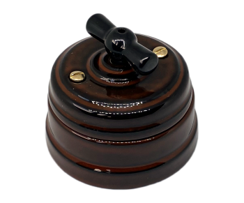 Выключатель ретро фарфоровый поворотный на два положен, для включения из 2-х мест (1-клавишный про