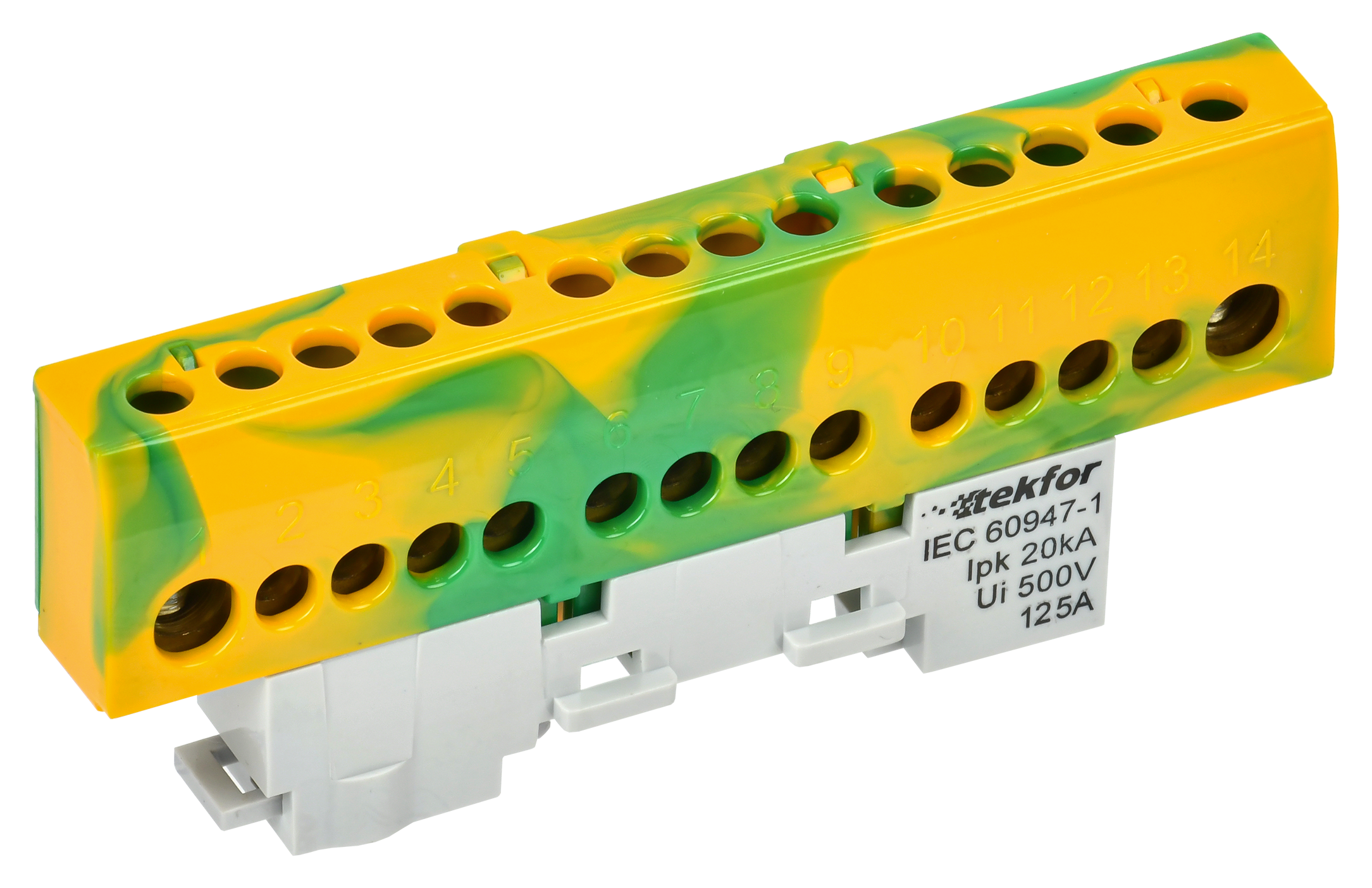 TEKFOR Шина PE "земля" изолированная на универсальном держателе 8х12-12-ЖЗ IEK TF-NN20-12-KL-K52