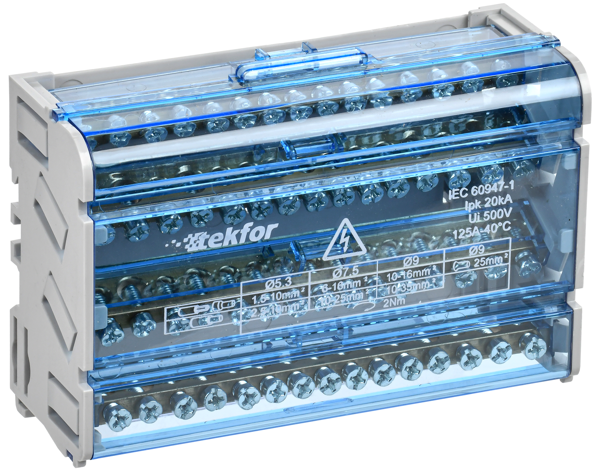 TEKFOR Шины на DIN-рейку (кросс-модуль) ШНК 4х15 3L+PEN IEK TF-DN10-4-15-125