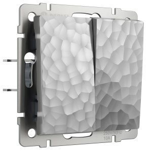 Выключатель двухклавишный (hammer серебряный) Werkel W1220006