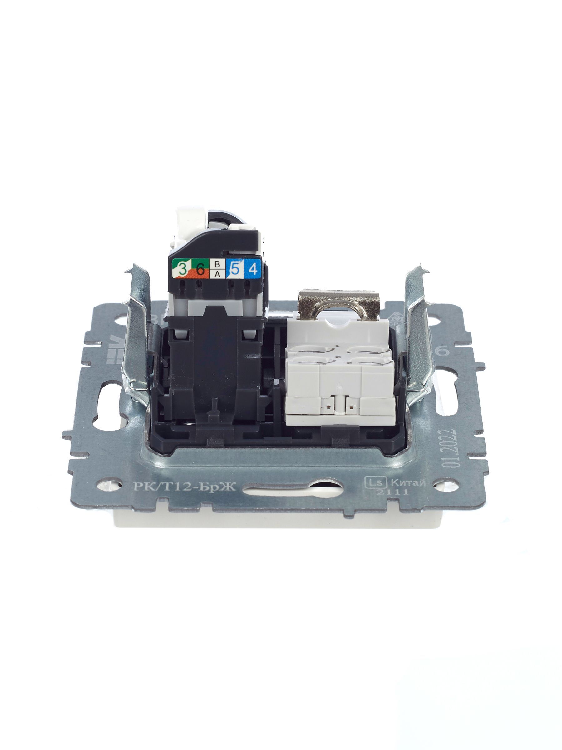 BRITE Розетка двойная RJ11+RJ45 кат.5E РК/Т12-БрЖ жемчуг IEK - Фото 5