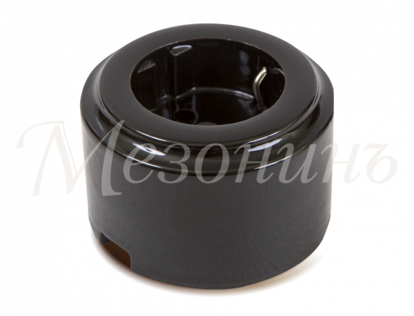 Розетка ретро фарфоровая, двухполюсная, с заземляющим контактом, коллекция "CILINDRO" , цвет - черны