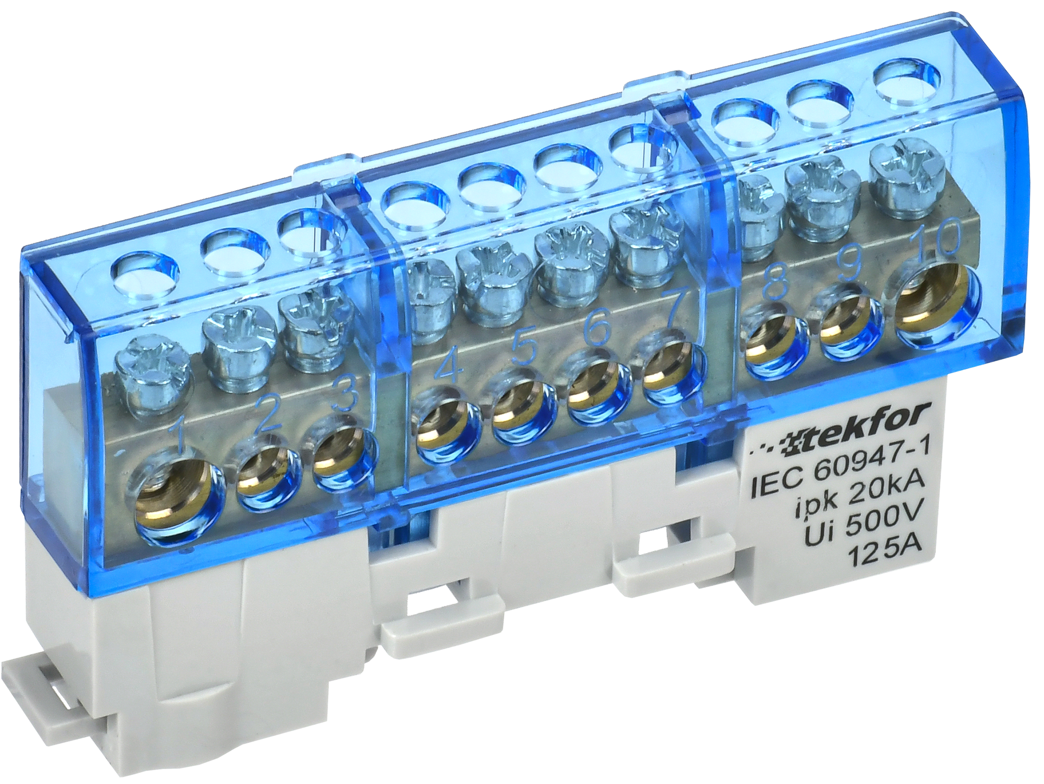 TEKFOR Шина N "ноль" изолированная на универсальном держателе 8х12-10-С IEK TF-NN20-10-KL-K07