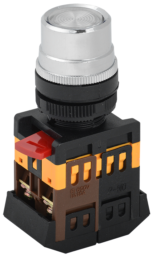 Кнопка ABLF-22 прозрачный d=22мм неон/240В 1з+1р IEK