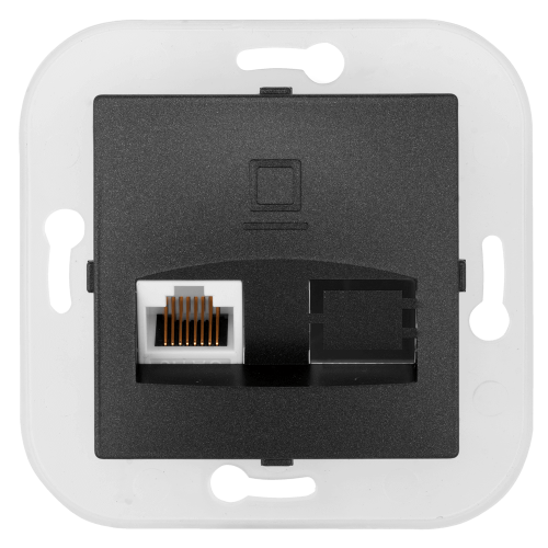 Розетка компьютерная скрытой установки (полимерный суппорт) РК18-013 графит