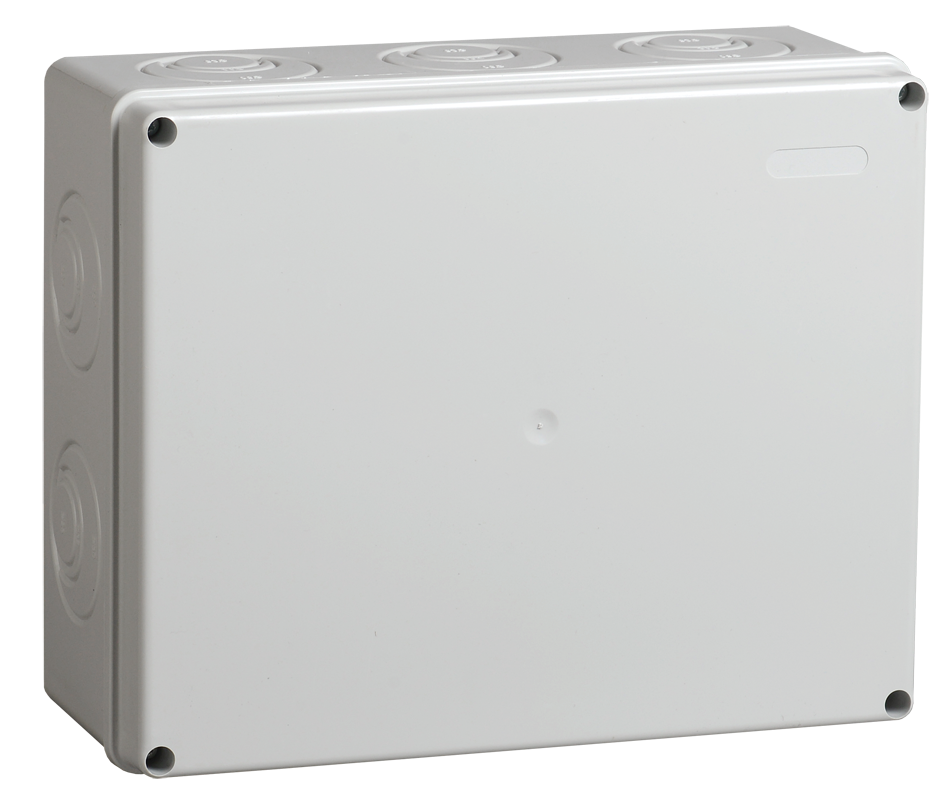 Коробка распаячная КМ41271 для открытой проводки безгалогенная (HF) 240х195х90мм IP44 5 вводов серая IEK UKO10-240-195-090-K41-44